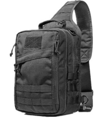 Chest Pack - Black Nylon Tactical sling bag, Cross Body Backpack design